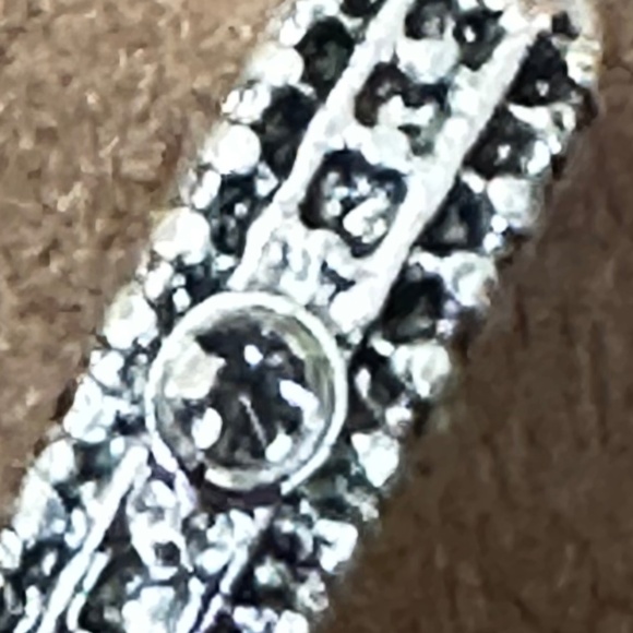 2/$15 Silver tone hoop earrings w/3round crystal stones on each hoop spaced out - Picture 12 of 15